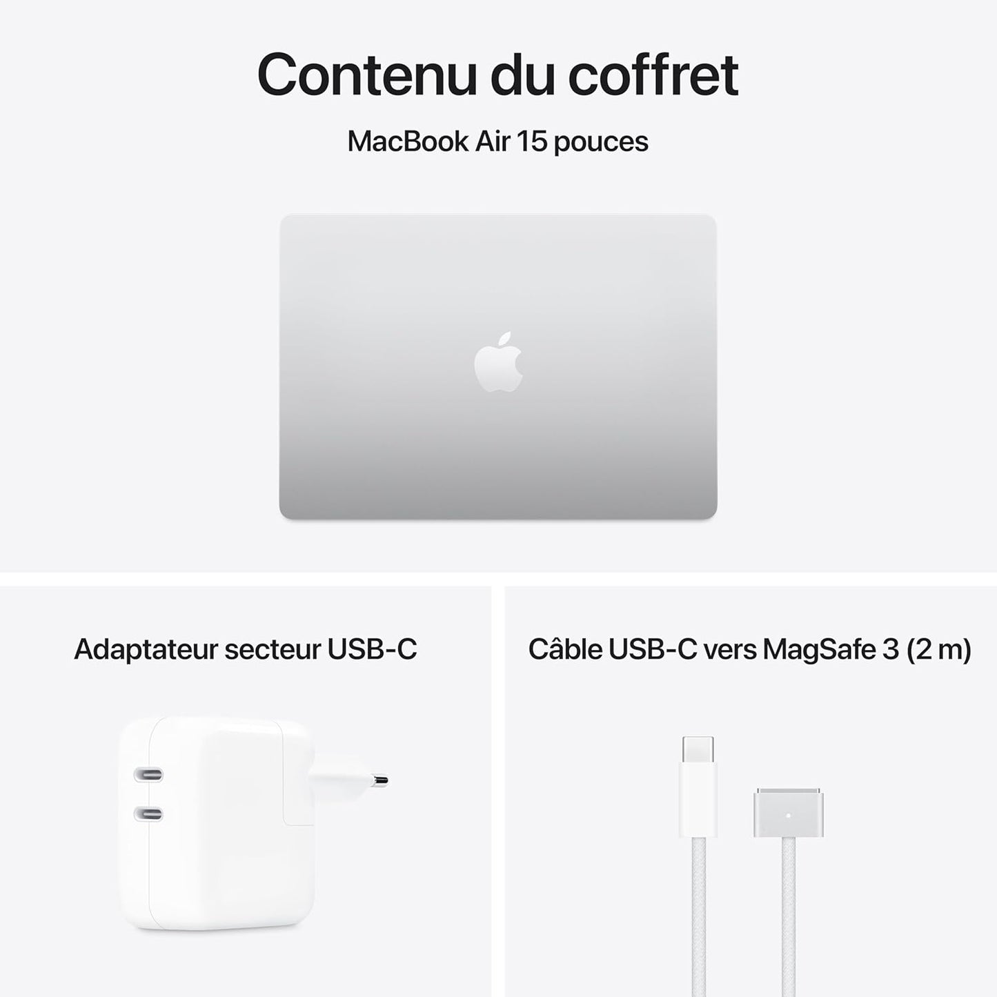 Macbook Air 15 Pouces Ordinateur Portable Avec Puce M4 : Conçu Pour Intelligence, Écran Liquid Retina De 15,3 Pouces, Mémoire Unifiée De 16 Go, Stockage SSD De 256 Go, Touch ID ; Argent