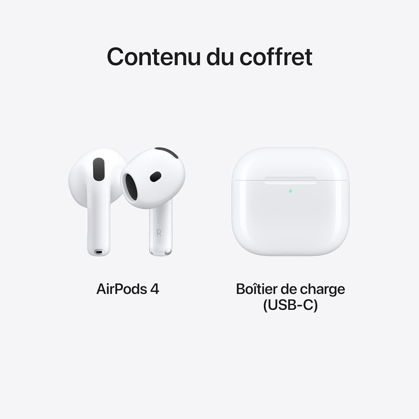 Airpods 4 Écouteurs Sans Fil, Casques Et Écouteurs Bluetooth, Audio Spatial Personnalisé, Résistance À La Transpiration Et L’Eau, Boîtier De Charge USB-C, Puce H2, Jusqu’À 24 Heures D’Autonomie