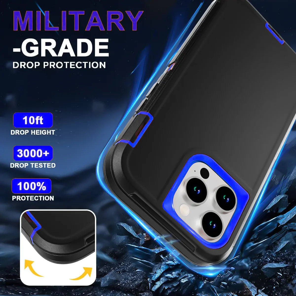 Coque de protection antichoc pour iPhone avec support