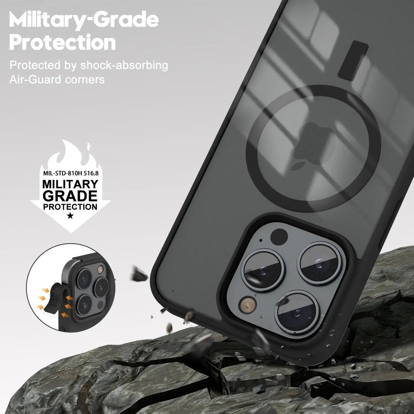 Coque de protection militaire pour iPhone avec coins Air-Guard absorbant les chocs