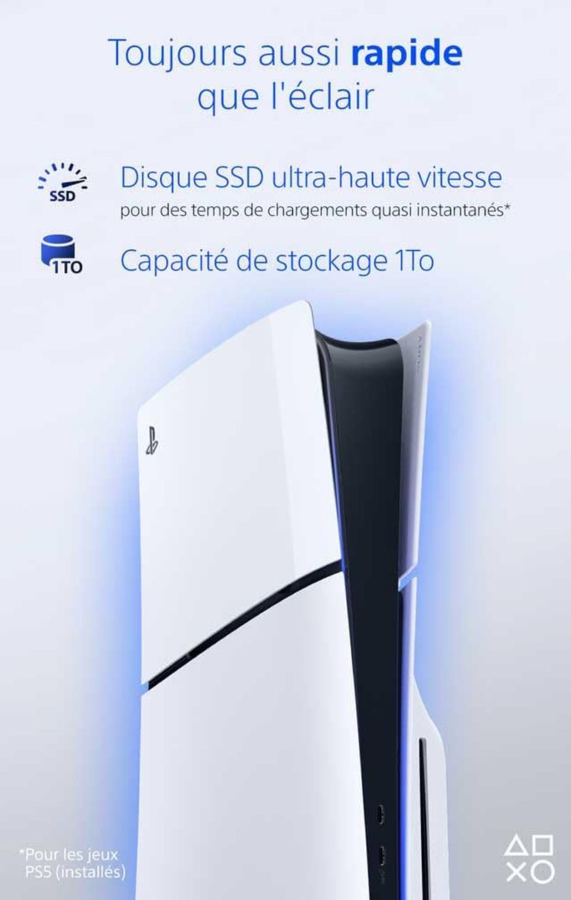 Découvrez la PlayStation 5 Édition Standard : Console Ultra-Rapide avec Lecteur Blu-Ray 4K et Manette DualSense Haptique - Plongez dans l'Aventure en Couleur Blanche!