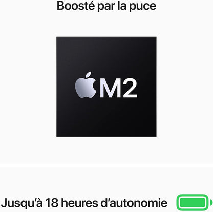 Macbook Air Portable Avec Puce M2 : Écran Liquid Retina De 13,6 Pouces, 16 Go De RAM, 256 Go De Stockage SSD, Clavier Rétroéclairé, Caméra Facetime HD 1080P ; Minuit
