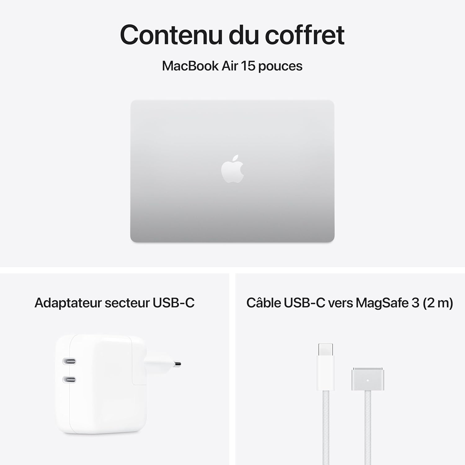 Macbook Air 15 Pouces Ordinateur Portable Avec Puce M4 : Conçu Pour  Intelligence, Écran Liquid Retina De 15,3 Pouces, Mémoire Unifiée De 16 Go, Stockage SSD De 256 Go, Touch ID ; Argent