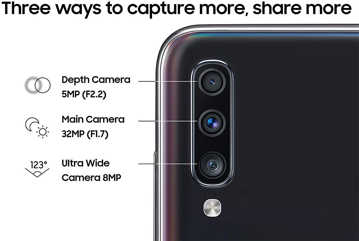 Samsung Galaxy A70 6,7 Pouces Smartphone 6 Go RAM Sans Carte SIM 128 Go Double SIM Noir a (Renouvelé)