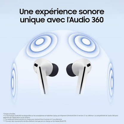 Galaxy Buds3 FE, Écouteurs Sans Fil, Bluetooth, Réduction Active De Bruit, Audio 360, Gemini, Chargeur Secteur Rapide 25W Inclus, Noir, Version FR