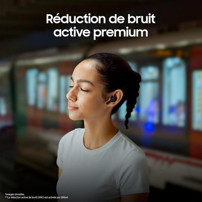 Galaxy Buds3 FE, Écouteurs Sans Fil, Bluetooth, Réduction Active De Bruit, Audio 360, Gemini, Chargeur Secteur Rapide 25W Inclus, Noir, Version FR