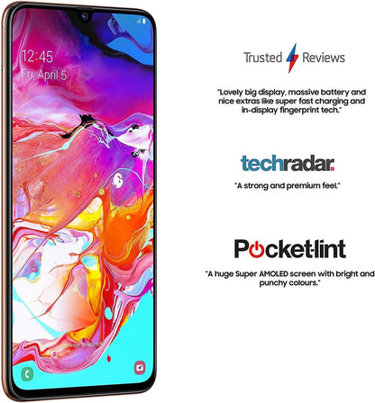 Samsung Galaxy A70 6,7 Pouces Smartphone 6 Go RAM Sans Carte SIM 128 Go Double SIM Noir a (Renouvelé)