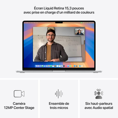 Macbook Air 15 Pouces Ordinateur Portable Avec Puce M4 : Conçu Pour  Intelligence, Écran Liquid Retina De 15,3 Pouces, Mémoire Unifiée De 16 Go, Stockage SSD De 256 Go, Touch ID ; Argent