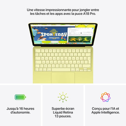 Macbook Neo 13″ 2026 Portable Avec Puce A18 Pro : Conçu Pour L’Ia Et  Intelligence, Écran Liquid Retina, Mémoire Unifiée 8 Go, SSD 256 Go, Caméra Facetime HD 1080P ; Indigo