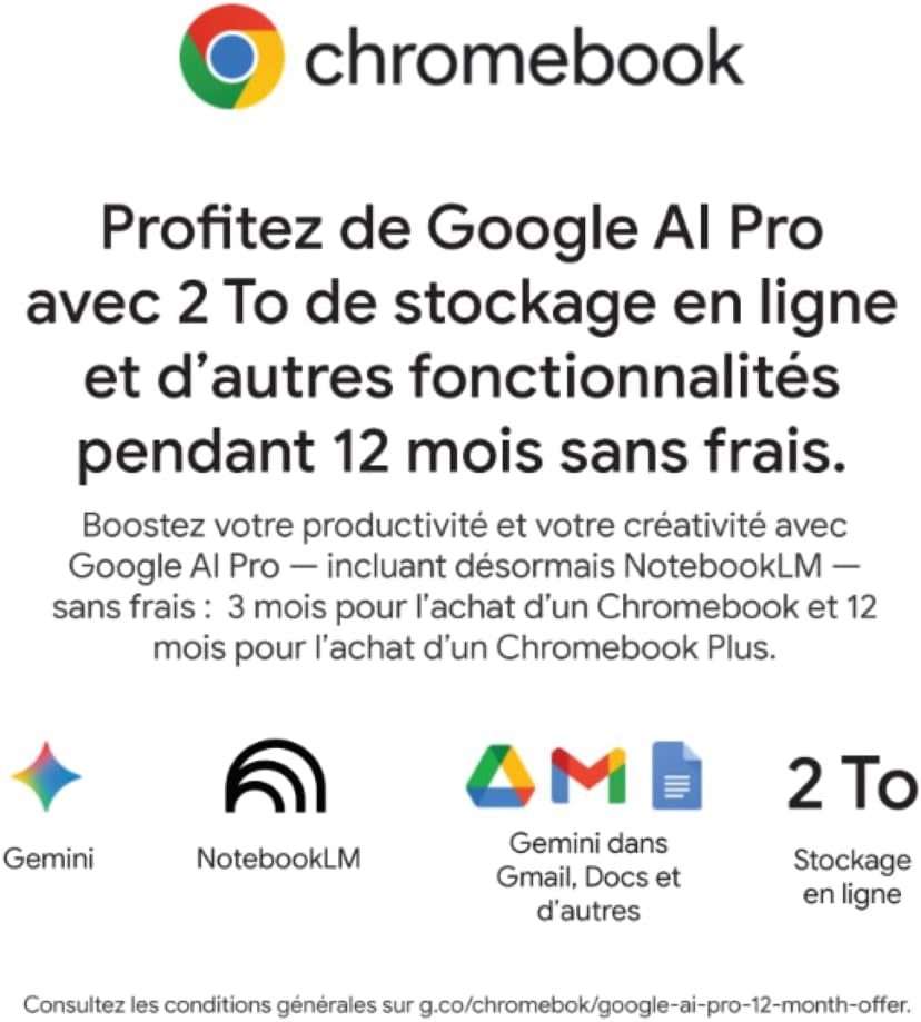 Chromebook plus 514 I PC Portable 14" LCD| Intel Core 3 N355 | 8 Go RAM | 128 Go Emmc | Chromeos I Clavier FR AZERTY I Gris I CB514-6H-35T7
