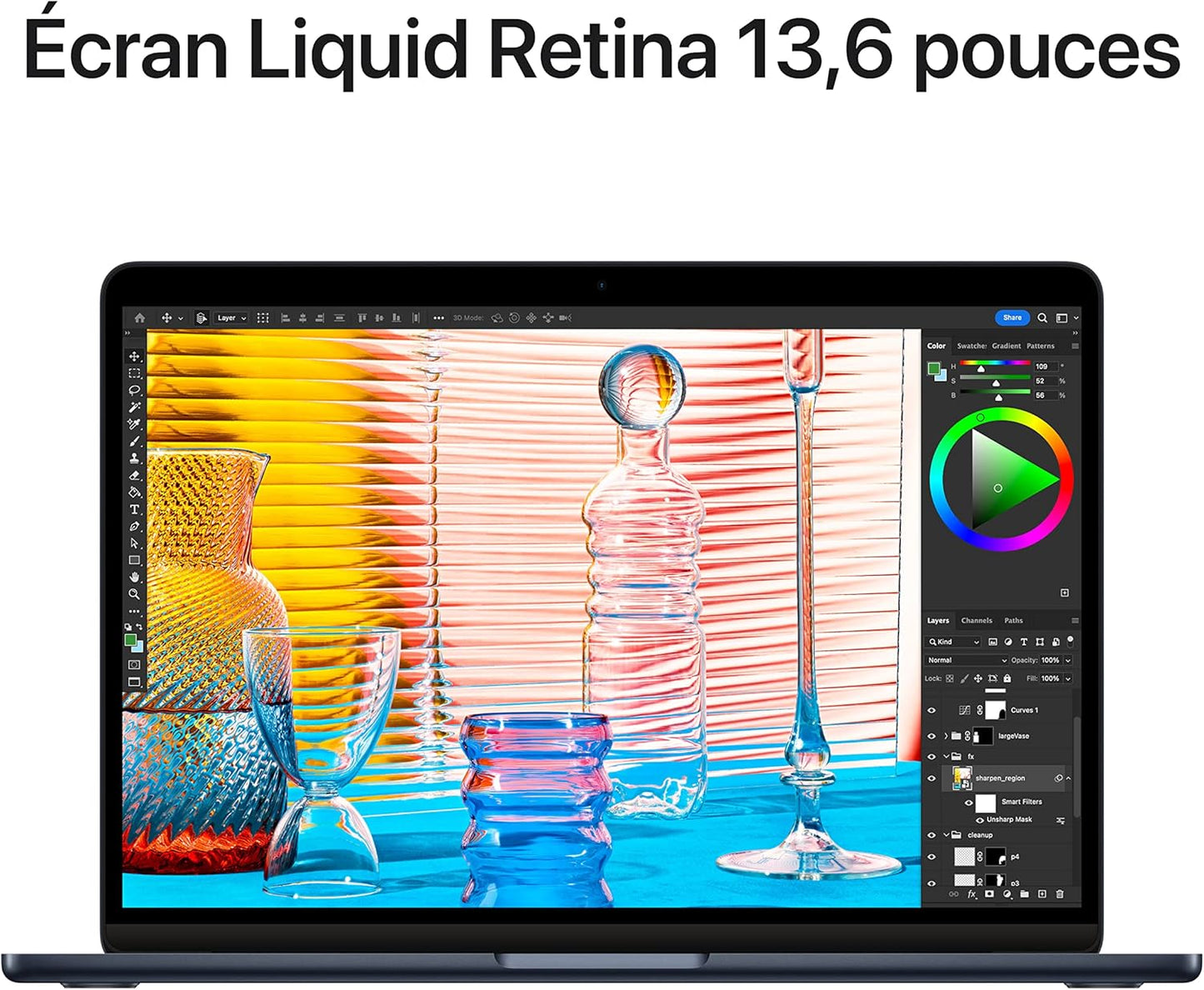 Macbook Air Portable Avec Puce M2 : Écran Liquid Retina De 13,6 Pouces, 16 Go De RAM, 256 Go De Stockage SSD, Clavier Rétroéclairé, Caméra Facetime HD 1080P ; Minuit