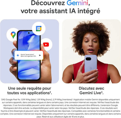 Pixel 9A – Débloqué Smartphone Android avec Caméra IA, Autonomie Prolongée et Sécurité Renforcée – Noir Volcanique, 128 Go