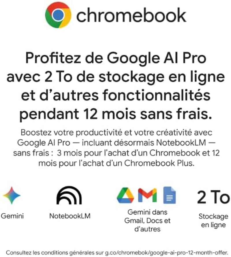Chromebook plus 514 I PC Portable 14" LCD| Intel Core 3 N355 | 8 Go RAM | 128 Go Emmc | Chromeos I Clavier FR AZERTY I Gris I CB514-6H-35T7