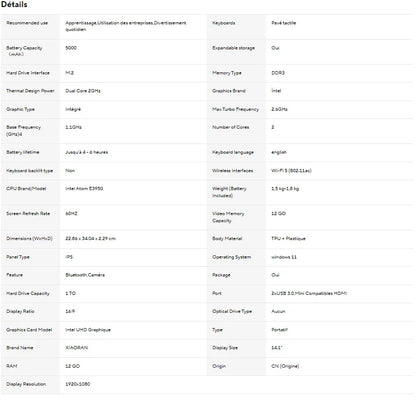 Ordinateur portable Ultra Slim, Windows 11