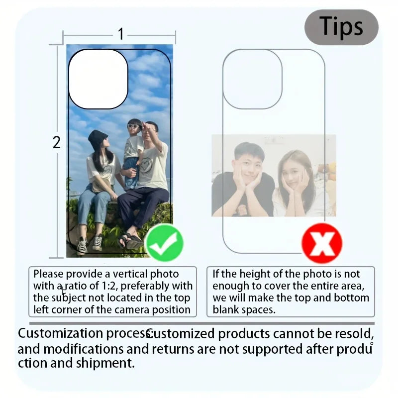 Exemple photo verticale 1:2 pour coque téléphone, famille assise en extérieur ciel bleu, conseils personnalisation