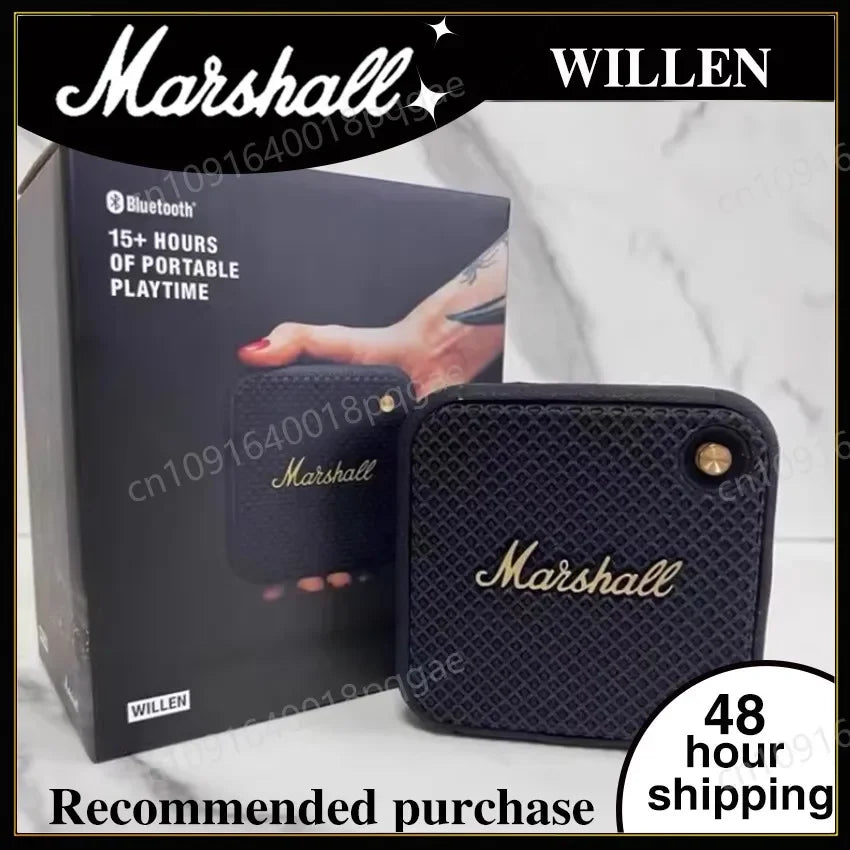 Enceinte Bluetooth portable Marshall Willen noire avec 15+ heures d'autonomie, packaging inclus