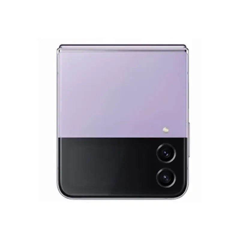 Smartphone pliable violet et noir avec double caméra, design moderne compact