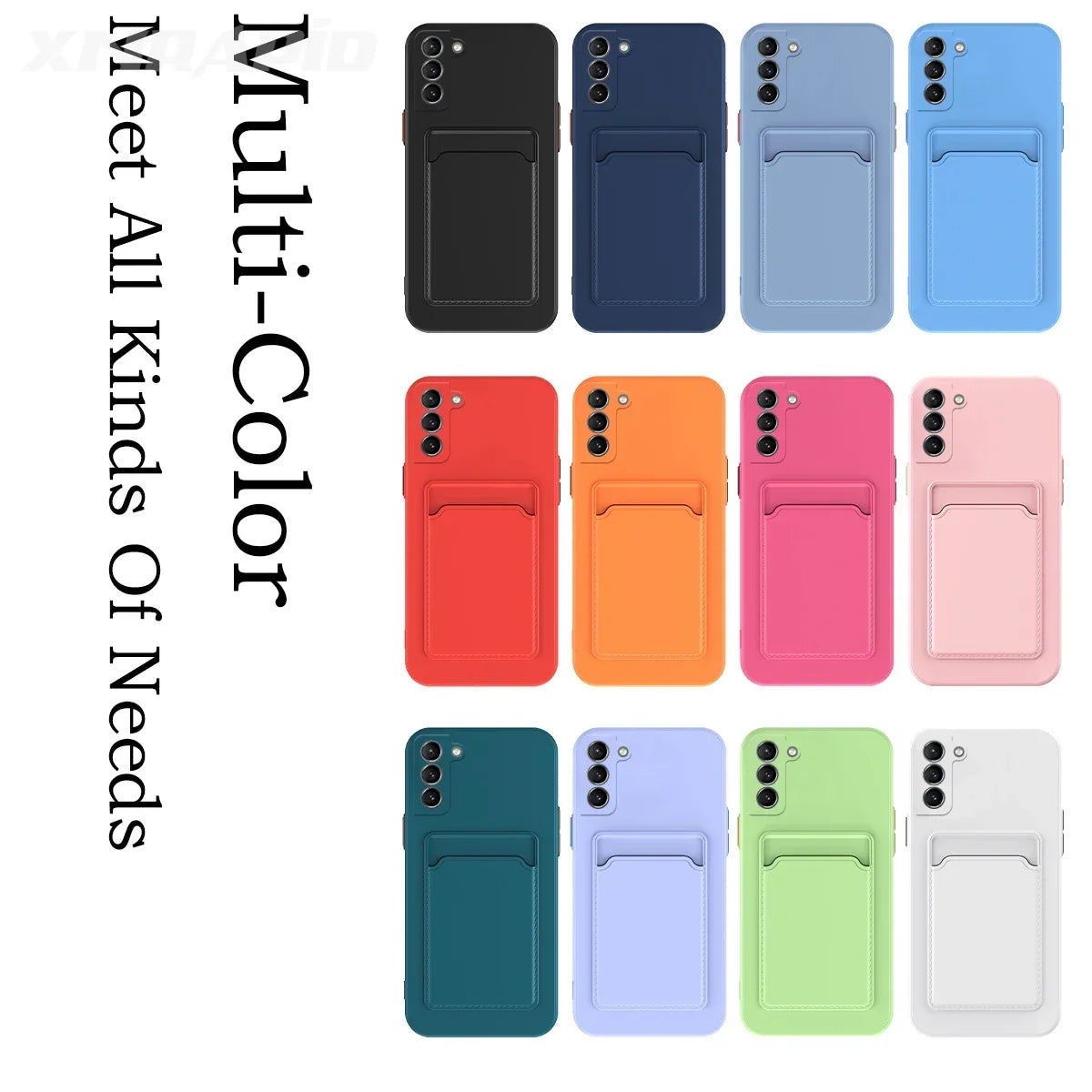 Coques de téléphone avec porte-cartes intégrée en plusieurs couleurs vives et pastel
