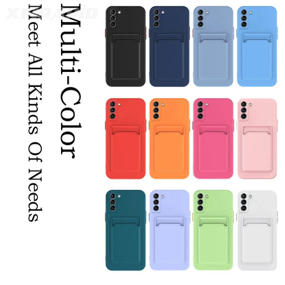 Coques de téléphone avec porte-cartes intégrée en plusieurs couleurs vives et pastel