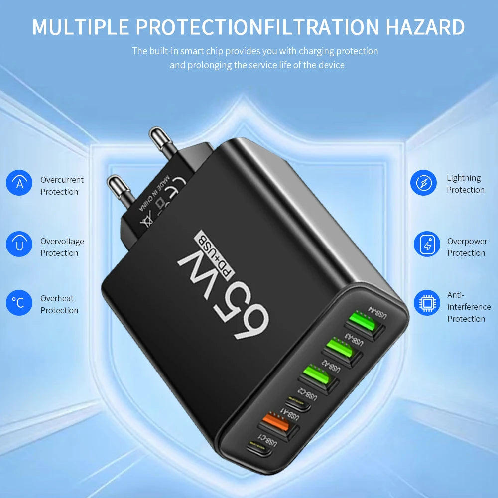Chargeur USB multiport 65 W