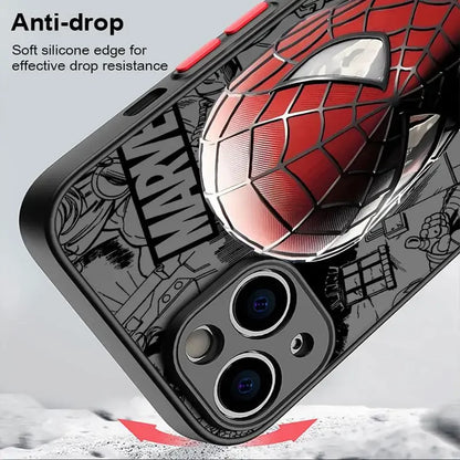 Coque smartphone Marvel Spider-Man avec bord en silicone antichoc pour protection contre les chutes