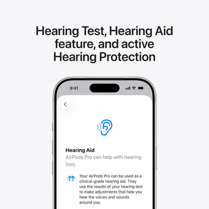 Test auditif et fonction d'aide auditive AirPods Pro sur iPhone avec protection auditive active
