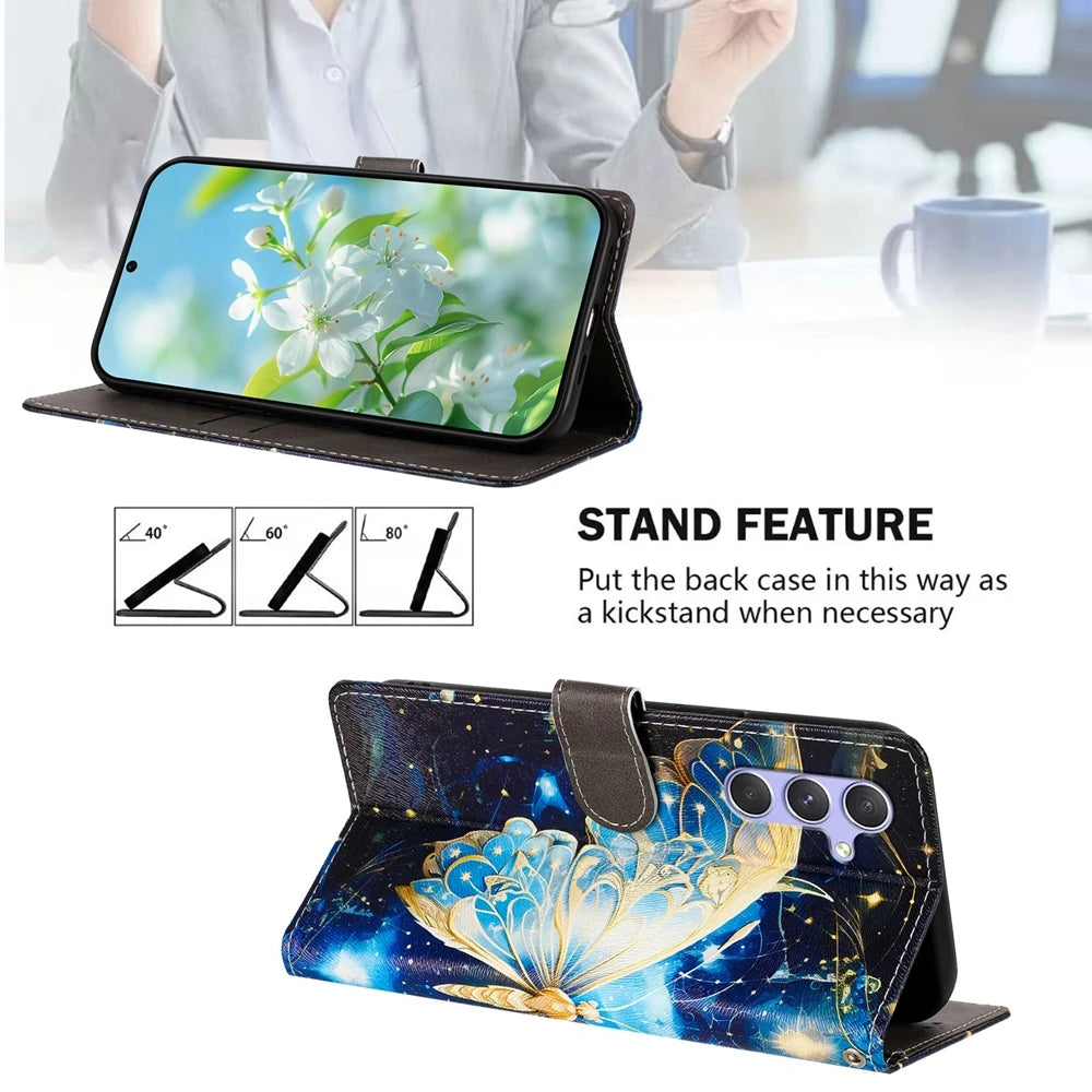 Étui portefeuille magnétique en cuir pour Samsung Galaxy