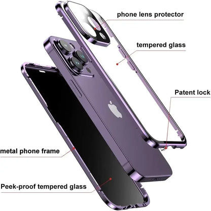 Étui double en verre anti-espionnage avec fixation magnétique, compatible avec iPhone