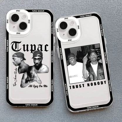 Coque de téléphone transparente antichoc à l'effigie du rappeur 2Pac
