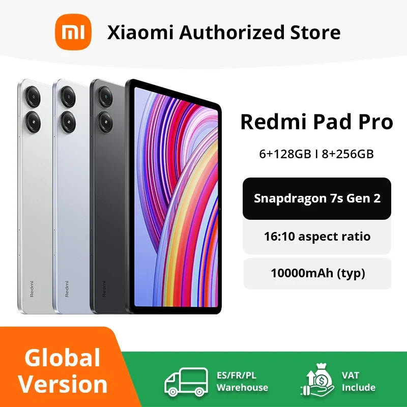 Tablette Xiaomi Redmi Pad Pro version mondiale, 6+128GB et 8+256GB, écran 16:10, batterie 10000mAh
