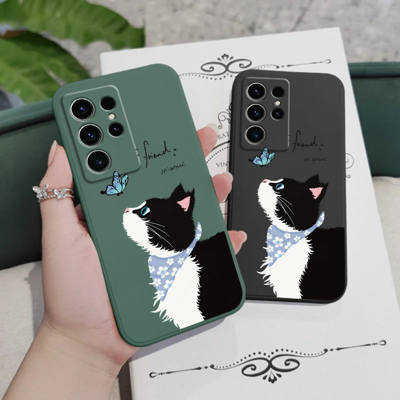 Coque de téléphone chat papillon pour Samsung