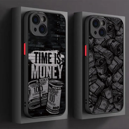 Coque de téléphone intégrale en bambou noir, motif billets de banque, pour iPhone
