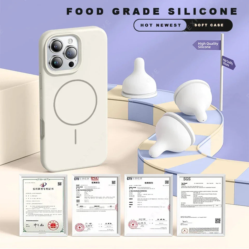 Coque de téléphone en silicone alimentaire blanche avec certifications et tétines en silicone haute qualité