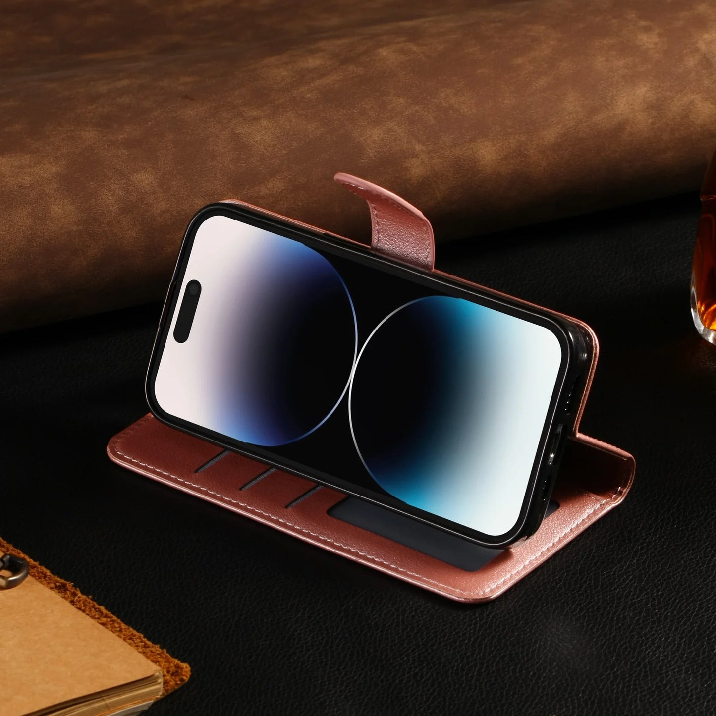 Étui portefeuille en cuir pour Huawei
