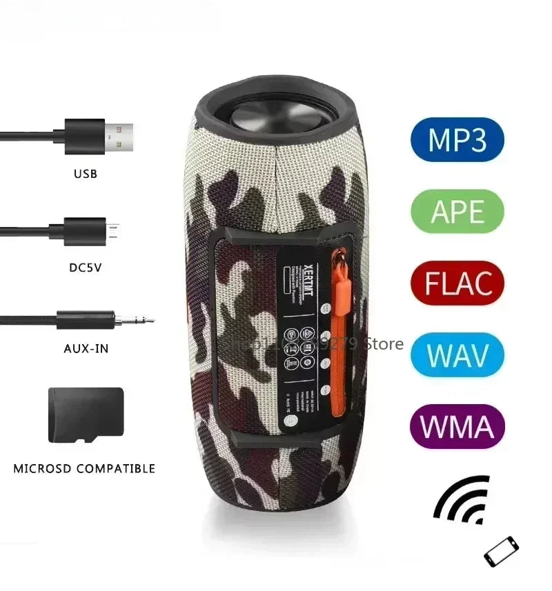 Enceinte portable camouflage avec ports USB, AUX, microSD, compatible MP3 APE FLAC WAV WMA