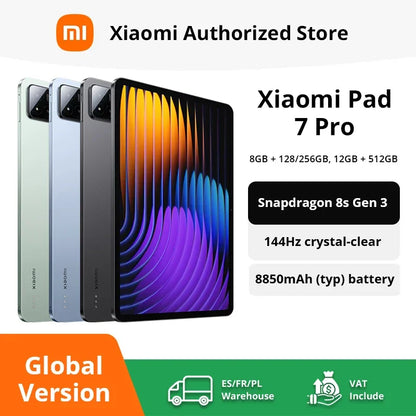 Tablettes Xiaomi Pad 7 Pro en plusieurs couleurs avec écran 144Hz, batterie 8850mAh, Snapdragon 8s Gen 3