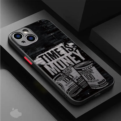 Coque de téléphone intégrale en bambou noir, motif billets de banque, pour iPhone