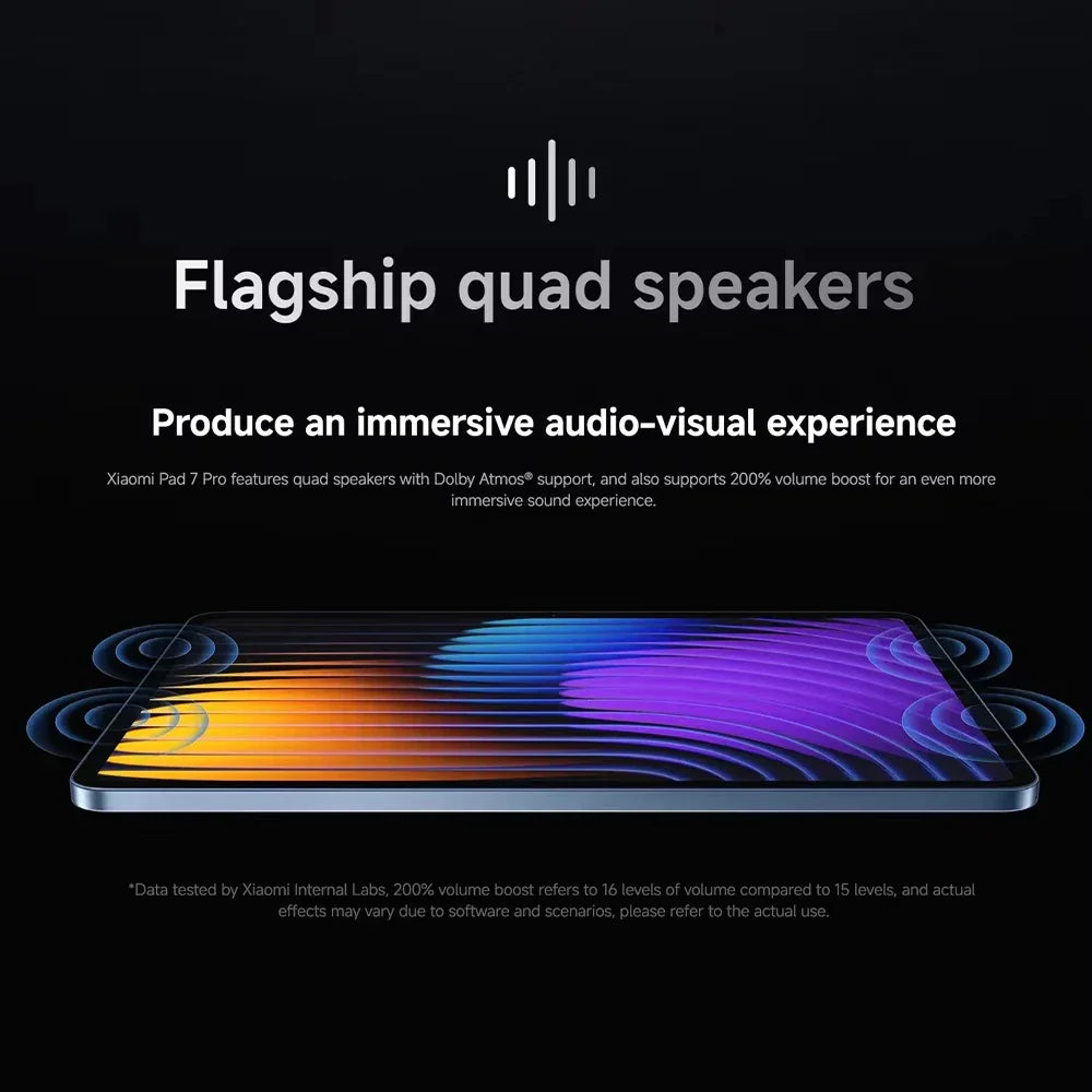 Xiaomi Pad 7 Pro avec haut-parleurs quad Dolby Atmos et amplification volume 200%
