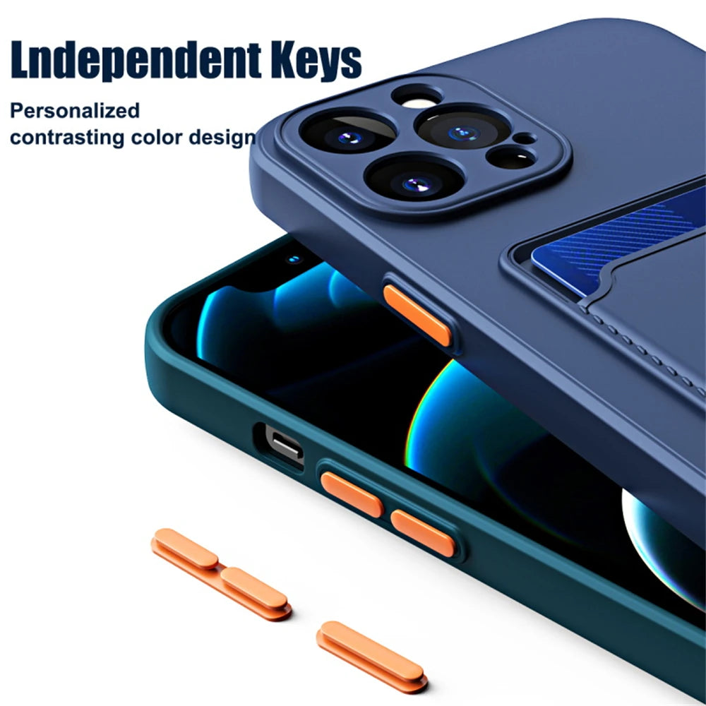 Étui portefeuille de luxe en silicone souple Funda pour iPhone