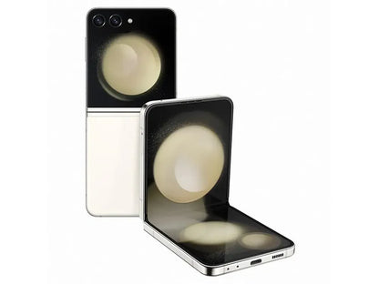 Smartphone pliable blanc et noir avec double caméra, écran large et design moderne