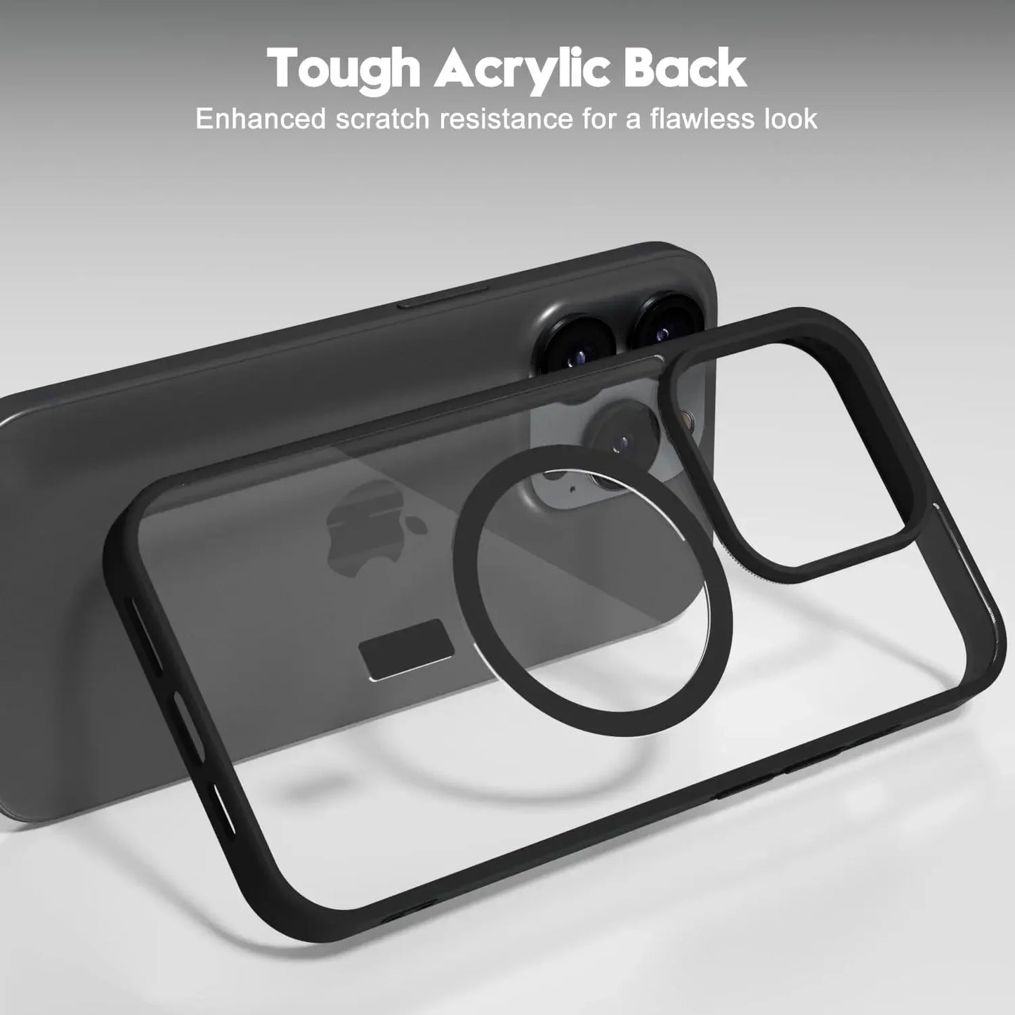 Coque de protection transparente avec dos acrylique résistant aux rayures pour iPhone noir