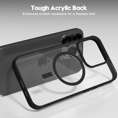 Coque de protection transparente avec dos acrylique résistant aux rayures pour iPhone noir