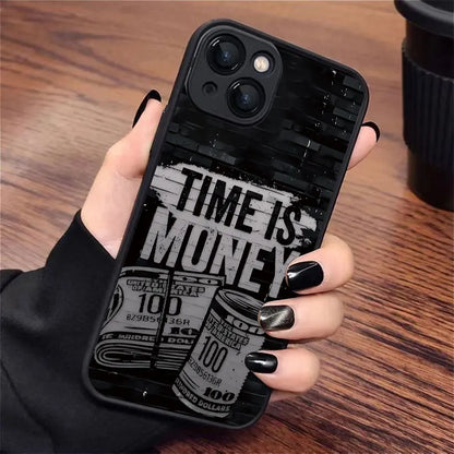 Coque de téléphone intégrale en bambou noir, motif billets de banque, pour iPhone