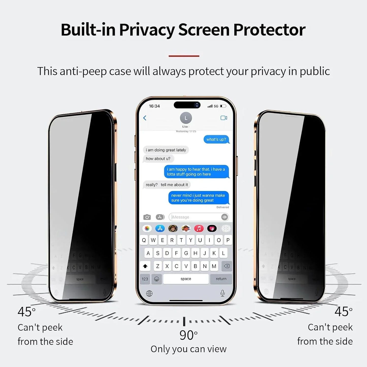 Étui double en verre anti-espionnage avec fixation magnétique, compatible avec iPhone