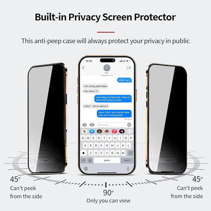 Étui double en verre anti-espionnage avec fixation magnétique, compatible avec iPhone