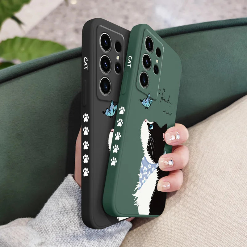 Coque de téléphone chat papillon pour Samsung