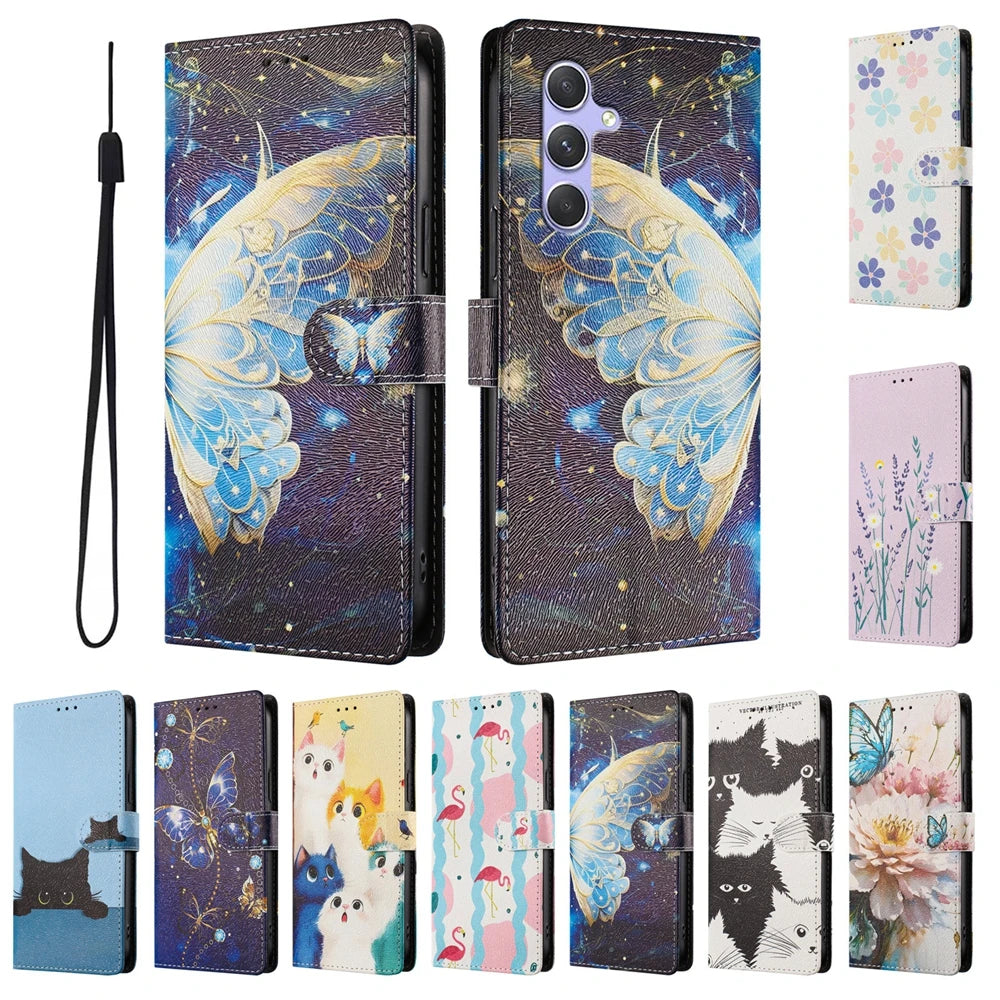 Étui portefeuille magnétique en cuir pour Samsung Galaxy