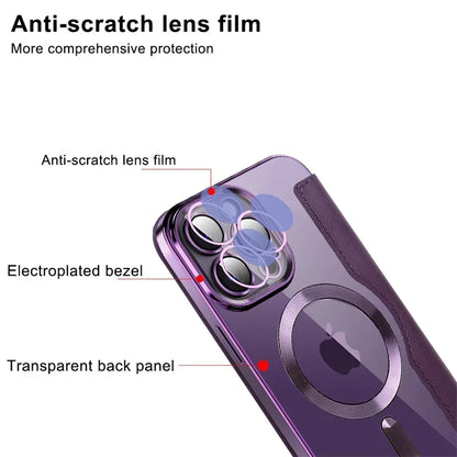 Coque de téléphone violet transparent avec protection anti-rayures et contour électroplaqué