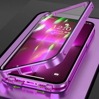 Coque double face en verre HD avec cadre en métal pour iPhone