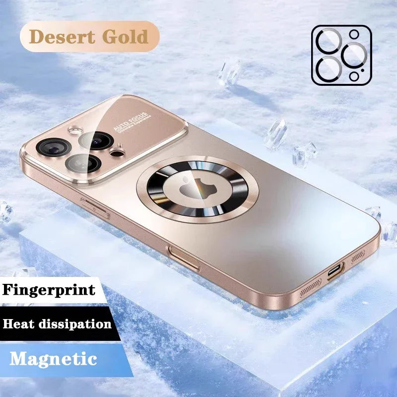 Coque magnétique désert or pour smartphone avec dissipateur de chaleur et fonction empreinte digitale